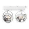 KELLY LED II Stropní, bodové, svítidlo, nastavitelný směr svícení, těleso hliník, povrch bílá, LED 2x12W, teplá 3000K, vyzař. úhel 24°, 2x600lm, 230V, IP20, rozměry 82x40x130mm náhled 1