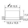 VERLUX LED Stropní, podhledové svítidlo, základna hliník, povrch bílá difuzor plast opál, LED 1x20W, teplá 3000K, stmívatelné TRIAC, 230V, rozměry 135x75x135mm, trafo na kabelu náhled 3