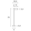 QUADRASYL Sloupkové, svítidlo, těleso hliník, povrch šedostříbrná, pro LED 1x11W, GX53, 230V, IP44, tř.1, h=750mm, 225x70mm, svítí dolů náhled 6