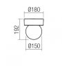 BULK Stropní nebo nástěnné venkovní svítidlo, těleso hliník, povrch tm. šedá, difuzor plast opál, pro žárovku 1x28W, E27, 230V, IP44, tř.1, rozměry d=150mm, h=192mm. náhled 2