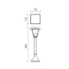 EDMOND Venkovní sloupkové svítidlo, těleso hliník povrch černá mat, difuzor polykarbonát transparentní, pro žárovku 1x28W, E27, 230V, IP44, tř.1, rozměry 170x170x600mm náhled 2