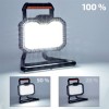 LED reflektor Montážní lampa, přenosný reflektor, plast, oranžovočerná, LED 20W, neutrální 4000K, 3st stmívání - 100%/50%20%, napájení akumulátor Li-lon, výdrž 2-10 hod, USB dobíjení, IP54, 200x240x65mm. náhled 4