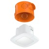 QUATROSLIMXS PIR - kvalitní stropní vestavný detektor přítomnosti, záběr 360°/180°, dosah 4/4m, čas sepnutí 1-15min, soumrak 10-1000lx, COM1, max.1000W, teplotní rozmezí 0/+40°C, 230V, IP20, 80x80x55,1mm náhled 2