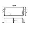 BOLO Sada - RF bezdrátový ovladač + přijímač,  pro řízení RGBW-CCT LED pásků, 12V/180W, 24V/360W, 5x6A/kanál, max 15A současně, dosah 30m, rozměry 122x37x21mm. náhled 3