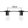 STL 10x1W, E27, 230V, IP65 Spojovatelný venkovní párty řetěz (max 30m v celku), plat černá, 10 ks LED žárovek 1W, E27, teplá 2200K, 230V, IP65, svítící část l=5m, rozteč LED žárovek 0,5m, napájecí kabel SAMOSTATNĚ náhled 1