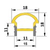 SOP1818 Vestavný silikonový profil, obloukový, pro instalaci LED pásků šířky max w=11mm, s příkonem pásku max w=9,6W/m, rozměry 18x18mm, cena za 1m náhled 3