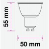 LED 7W, 800lm, GU10 ES50 STEP LED žárovka bodová, plast bílá, difuzor plast opál, LED 7W, 800lm, teplá 3000K, GU10, ES50, vyzař. úhel 110°, Ra80, stmívatelná STEP vyp/zap vypínačem (100%, 50%,10%), 230V, rozměry d=50mm, l=58mm náhled 4
