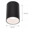 GABELA II 1x10W, GU10 Stropní, přisazené, bodové svítidlo, těleso hliník, povrch černá, pro žárovku 1x10W, GU10, 230V, IP20, tř.1, rozměry d=95mm, h=140mm. náhled 3