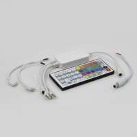 SMART ovladač TUYA SMART stmívač pro RGB LED pásky, TUYA WiFi, vstup 5-24V, rozměry 70x36x15mm, délka kabelů 100mm, vč. dálkového ovladače, dosah 8-10m.