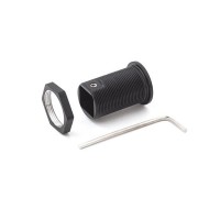 XMICRO Průchodka se závitem pro vertikální instalaci osvětlení do vitríny, materiál kov, povrch černá, IP20, tř.3, rozměry d=24mm, h=33mm