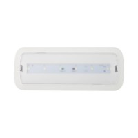 XRUN Nouzové, nástěnné svítidlo, SA - pro běžné i nouzové svícení, výdrž baterie >3h, těleso ABS, povrch bílá, difuzor plast PS transparentní, LED 3W, 230V, IP20, tř.1, rozměry 85x248x40mm