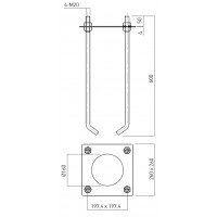 XTORRE Zemní souprava pro upevňování sloupkového svítidla, 4 závitové šrouby, matice a podložky,  materiál pozinková ocel, rozměry 260x260mm, h=600mm.
