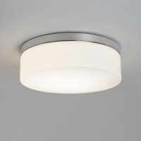 SABINA VÁLEC Stropní svítidlo, základna kov, povrch chrom lesk, difuzor sklo opál, pro žárovku 60W, E27 nebo LED 16W, teplá 2700K, 985lm, Ra80, 230V, do koupelny IP44, tř.2, rozměry d=280mm, h=90mm