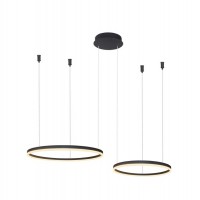 HALO Závěsné svítidlo, těleso hliník, povrch černá/zlatá/bílá, dif plast opál, LED 60W, 6060lm, dálk.ovl. CCT nast. teplota teplá 3000K- denní 6000K, stmív., 230V, IP20, rozměry d=800+600mm, vč. závěs lanka l=3000mm, lze zkrátit.