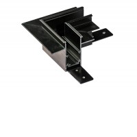 BETA, 230V Rohová L spojka 90°, horizontální odbočení, vestavného magnetického systému, pro kolejnice velikosti 57mm, materiál hliník, povrch černá, 230V, rozměry 70x57x70mm.