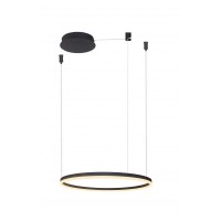 HALO Závěsné svítidlo, těleso hliník, povrch černá/zlatá, dif plast opál, LED 90W, 5400lm, dálk. ovl. CCT nastav. teplota teplá 3000K-denní 6000K, stmív, 230V, IP20, rozměry d=1500mm, vč. závěs lanka l=4000mm, lze zkrátit.