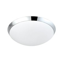RITA Stropní svítidlo, těleso kov, povrch chrom, difuzor sklo opál, pro úspornou žárovku 2x20W,E27, 230V, do koupelny IP44, rozměry: d=300mm, h=100mm