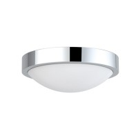 COLETTE 31 Stropní svítidlo, těleso kov, povrch chrom, difuzor sklo opál, pro žárovku 2x40W,E27, 230V, IP44, rozměry: d=310mm, h=120mm