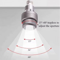 ZB 12W, E27, ZOOM 15°-60° LED žárovka bodová, těleso hliník černá, LED 12W, E27, teplá 3000K, ZOOM nastavitelný vyzařovací úhel 15°-60°, 230V, d=60mm, l=110mm