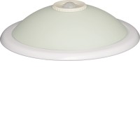 DARINA Stropní přisazené svítidlo, s PIR senzorem pohybu, záběr 360°, dosah 1-6m, čas 10s-3min, základna kov, bílá, difuzor sklo opál, pro žárovku 2x40W, E27, 230V, IP20, rozměry d=300mm, h=97mm.