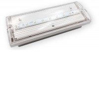 FIWA Přisazené, nouzové svítidlo, SA- pro běžné i nouzové svícení, záloha 3h, těleso plast bílá, difuzor plast opál, LED 1W, 100lm, 230V, IP65, tř.2, rozměry 260x100x61mm, vč. piktogramu.