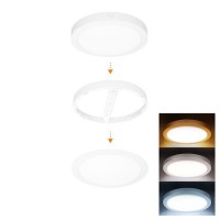 LED mini panel Stropní přisazené/podhledové svítidlo, kruhové, těleso plast bílá/stříbrná, difuzor plast opál, LED panel 12W/18W/24W, přepín. CCT  teplá 3000K/neutrální 4000K/denní 6000K, vyzař úhel 160°, 230V, do koupelny IP54