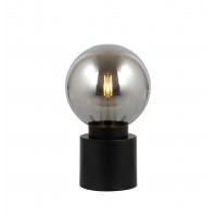 MARKA Stolní lampa, těleso kov, povrch černá/černá s detaily mosazu/nikl/ bílá s detaily niklu, stínítko sklo kouřové/opál, pro žárovku 1x25W, E14, 230V, IP20, tř.1, rozměry d=150mm, h=245mm, vypínač na kabelu.