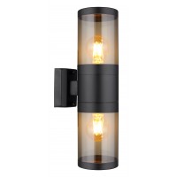 XELOO Nástěnné venkovní svítidlo, těleso nerez, povrch černá mat, difuzor plast kouřový, pro žárovku 2x60W, E27, 230V, IP44, tř.1, rozměry 102x380x155mm, svítí nahoru/dolů.