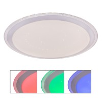 CARRY Stropní kruhové svítidlo, těleso kov povrch bílá, difuzor plast opál se třpyt. efektem, LED 30W, 3500lm, Tuya CCT nastav. teplota teplá 3000K, neutrální 4000K, denní 6500K, stmív, RGB, 230V, Ra80, IP20, rozměry d=530mm, h=83mm.