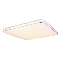 LASSY 48W TUYA-W, CCT Stropní svítidlo, základna kov, difuzor plast opál, dekorace chrom, LED 48W, 4400lm, dálk ovl. (včetně), nebo telefon TUYA WiFi, stmívatelné, CCT nast teplota teplá 3000K-denní 6400K, Ra80, 230V, IP20, rozměry 495x495x80mm.