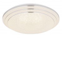 ALEY Stropní svítidlo, těleso kov, bílá, dekorace chrom, difuzor plast opál se třpytivým efektem LED 18W, 1860lm, pomocí dálk ovladače (součástí)  lze stmívat, CCT nastavit teplotu teplá 3000K-denní 6500K., d=400mm, h=95mm