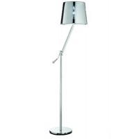 REGOL Stojací pokojová lampa, těleso kov, povrch nikl/chrom, nastavitelný difuzor, stínítko textilní látka bílá/PVC chrom, pro žárovku 1x60W, E27, 230V, IP20, tř.2, rozměry d=320mm, v=1630mm