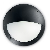 LUCIA-2 Nástěnné venkovní svítidlo, vysce odolné těleso a difuzor pryskyřice, povrch bílá/černá, pro žárovku 1X23W, E27, 230V. IP66, tř.2, rozměry d=300mm, v=90mm