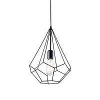 AMPOLLA-3 SP1 Závěsné svítidlo, lustr tvar diamant, základna kov, povrch černá, stínítko kovová mřížka černá, pro žárovku 1x60W, E27, 230V, IP20, tř.1, rozměry d=300mm, vč lankového kabelu l=1200mm lze zkrátit
