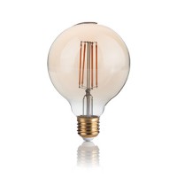 VINTAGE-LED Světelný zdroj žárovka globe, zákl kov, krycí sklo jantar, LED 4W, E27, G95, teplá 3000K, 300lm, 230V, stř život 15.000h, 15.000x zap/vyp, d=95mm h=135mm