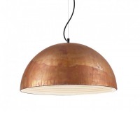 DON Závěsné svítidlo, základna a difuzor kov, povrch bílý matný lak vně/měděná, lesklý uvnitř/vlnitý bílý smalt, pro žárovku 1x60W, E27, 230V, IP20, tř.1, rozměry dle typu, včetně závěsného kabelu, lze zkrátit