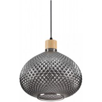BERGEN Závěsné svítidlo, základna kov, difuzor sklo kouřová šedá, pro žárovku 1x60W, E27, 230V, IP20, tř.2, rozměry d=300mm, h=270mm, závěsný kabel l=2420mm lze zkrátit.