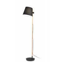 AXEL Stojací lampa, nastavitelná výška stínidla, základna kov, barva černá/bílá, těleso dřevo světlé, stínítko plast černá/bílá, pro žárovku 1x60W, E27, 230V, IP20, rozměry d=300mm, h=1680mm.