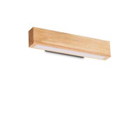 CRAFT Nástěnné svítidlo, základna kov, povrch černá, těleso dřevo světlé, difuzor plast opál, LED 12W, 1350lm, teplá 3000K, 230V, IP20, tř.1, rozměry 400x80x85mm, svítí dolů.