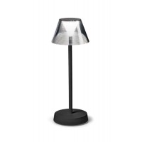 LOLITA Stolní venkovní lampa, těleso kov, povrch černá/kávová/šedá/ bílá, difuzor plast opál, stínítko sklo, LED 1,8W, 150lm, teplá 3000K, dotykové stmívání, nabíjení USB-C, výdrž cca 14 hodiny, IP54, rozměry d=125mm, h=345mm.