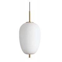 UMILE Závěsné svítidlo, základna kov, povrch zlatá, stínítko sklo opál, LED 20W, 2050lm, teplá 3000K, 230V, IP20, tř.2, rozměry d=270mm, h=445mm, vč. závěs. kabelu l=2590mm, lze zkrátit.