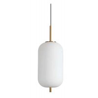 UMILE Závěsné svítidlo, základna kov, povrch zlatá, stínítko sklo opál, LED 20W, 2050lm, teplá 3000K, 230V, IP20, tř.2, rozměry d=220mm, h=595mm, vč. závěs. kabelu l=2590mm, lze zkrátit.