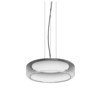 TOPICO Závěsné svítidlo, těleso kov, povrch černá, difuzor plast opál, stínítko sklo kouřové, LED 28W, 2450lm, teplá 3000K, 230V, IP20, tř.2, rozměry d=450mm, h=130mm, vč závěs lanka l=2300mm, lze zkr.