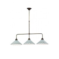 FIORDIPIZZO Závěsné svítidlo, těleso kov, povrch mosaz antik, stínítko keramika, pro žárovku 3x46W, E27, A60, 230V, IP20, tř.1, rozměry l=1150mm, h=110mm, závěs l=600-900mm