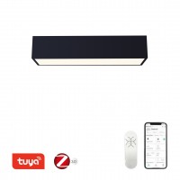 CANTO Stropní svítidlo, těleso kov, povrch bílá/černá, dif plast opál, LED 34W/50W, smart TUYA, Zigbee 3.0., dálk ovladačem (součástí) nebo mob. telefonem CCT nast teplota teplá 2700K - denní 6500K, stmív.,230V, IP20, rozměry dle typu.