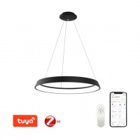 LIMITADO Závěsné svítidlo, kov, bílá/černá, dif plast opál, LED 39W/48W, smart TUYA, Matter, Zigbee 3.0, dálk ovl. (souč.) nebo tel.  CCT nast teplota teplá 2700K - denní 6500K, stmív., 230V, IP20, rozměry dle typu.