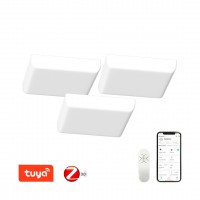 PRACTICO Podhledové svítidlo, SADA 3ks, těleso plast bílá, difuzor plast opál, LED 24W, 2160lm, dálk ovl, nebo smart telefon TUYA, Matter, Zigbee 3.0., nast teplota CCT teplá 2700K - denní 6500K, stmív, 230V, IP44, rozměry 180x180x27mm.