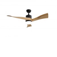 FRESH Stropní ventilátor s osvětlením, základna kov, černá, lopatky dřevo, dif plast opál, LED 18W, smart TUYA, WiFi, dálk ovl. nebo mob. tel. CCT nastav. teplota teplá 3000K-denní 6000K, 230V, IP20, tř.1, rozměry d=1320mm, h=550mm
