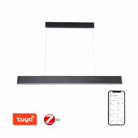 MILANO Závěsné svítidlo, kov, bílá/černá/zlatá, dif plast opál, LED 40W, 2824lm, smart TUYA, Matter, Zigbee 3.0, dálk ovl. (souč.) nebo tel.  CCT nast teplota teplá 2700K - denní 6500K, RGB, stmív., 230V, IP20, 1200x90x40mm