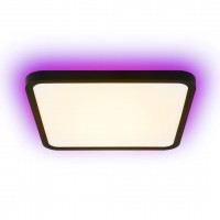 TUDO Stropní svítidlo, těleso kov, bílá/černá, dif plast opál, LED 50W, 3200lm, smart TUYA, WiFi, dálk ovl.Beacon (součástí) nebo mob. tel. CCT nast teplota teplá 2700K - denní 6500K, stmív, RGB, 230V, IP20, rozměry 400x400x35mm.